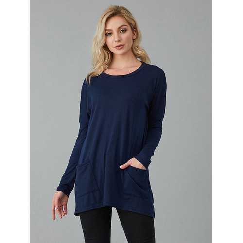 Pure Color Double Pockets Shirt