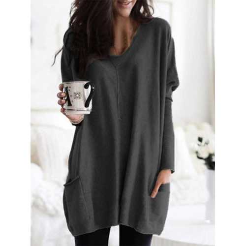 Pure Color Double Pockets Shirt