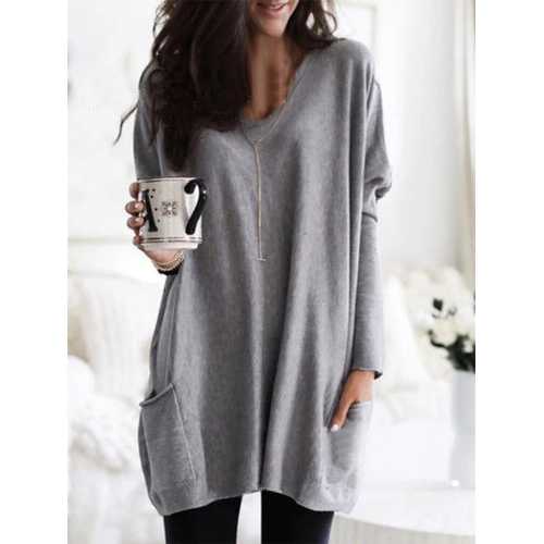 Pure Color Double Pockets Shirt
