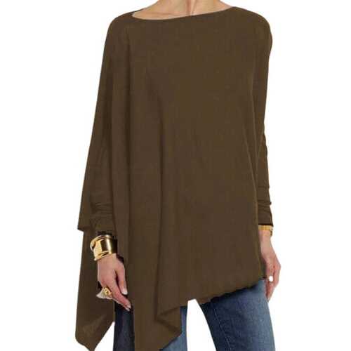 Solid Color Irregular Long Sleeve Shirt