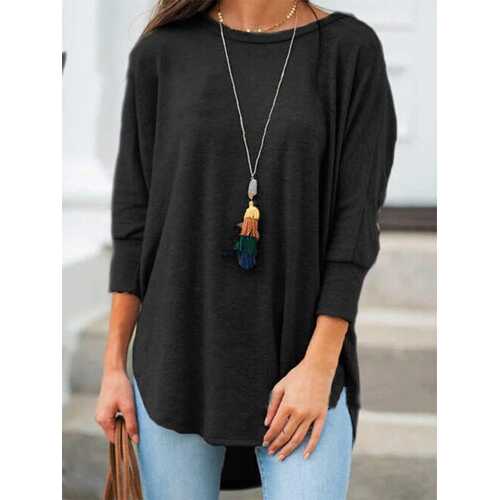 Loose Casual Cropped Sleeve Irregular Shirt