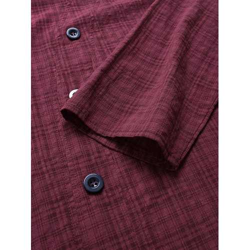 Button Plaid Print Lapel Blouse