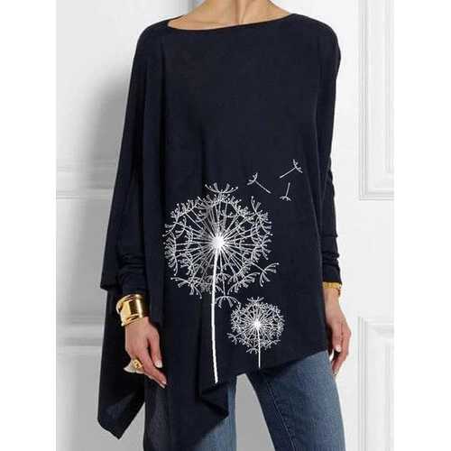 Print Asymmetrical Blouse