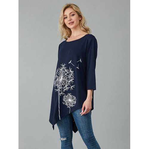 Print Asymmetrical Blouse