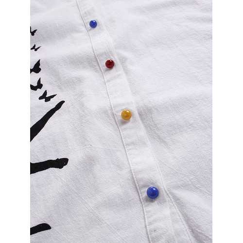 Cat Print Long Sleeve Blouse