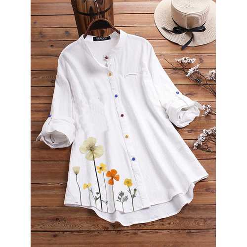 Flower Print Colorful Button Shirt