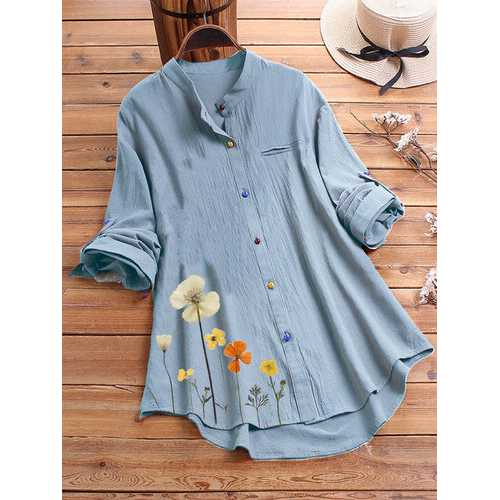 Flower Print Colorful Button Shirt