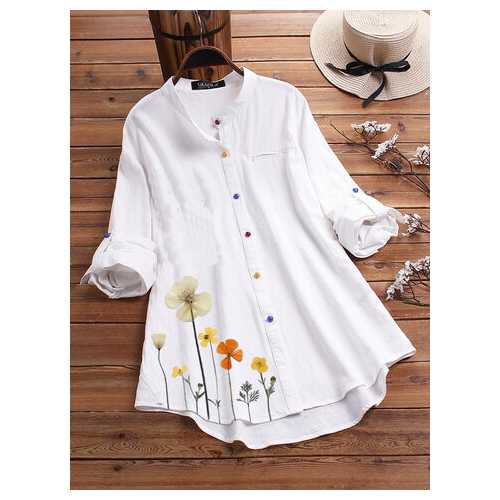 Flower Print Colorful Button Shirt