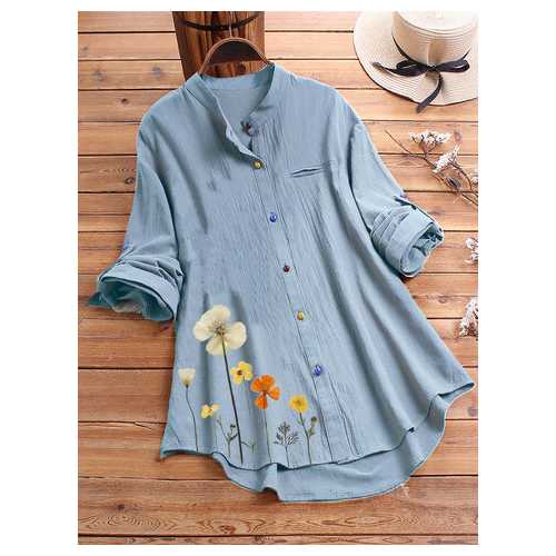 Flower Print Colorful Button Shirt