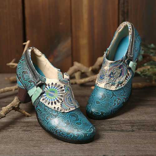 Retro Folkways Genuine Leather Pumps