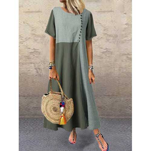 Plaid Patched Vintage Dress