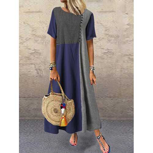 Plaid Patched Vintage Dress
