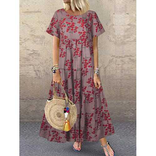 Vintage Flower Print Dress