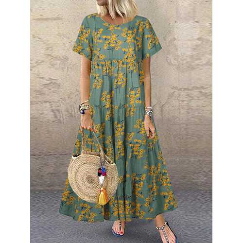 Vintage Flower Print Dress