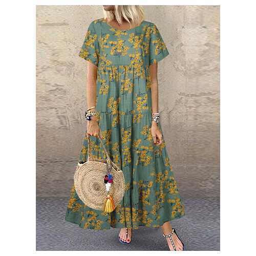 Vintage Flower Print Dress