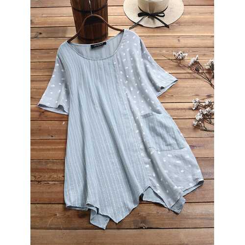 Polka Dot Striped Printed Blouse