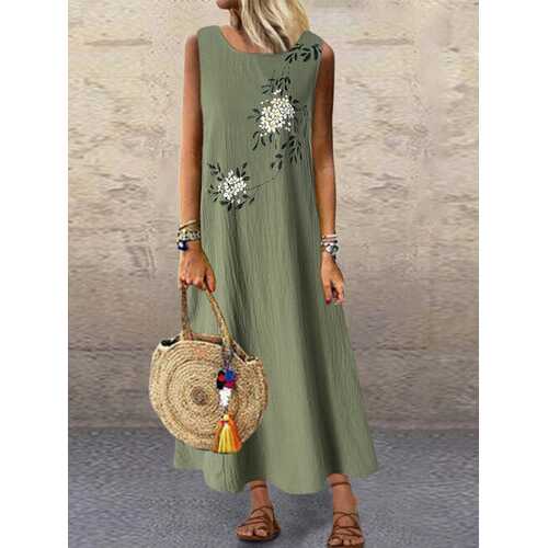 Flower Print Sleeveless Dress