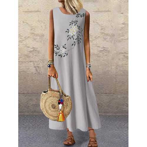Flower Print Sleeveless Dress