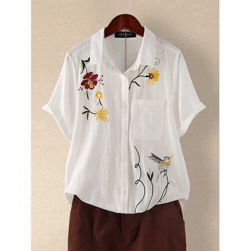 Vintage Embroidery Floral Blouse
