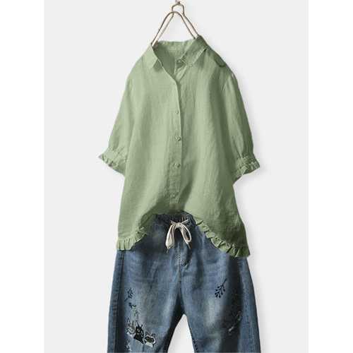 Casual Solid Color Lapel Shirt