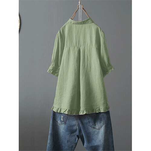Casual Solid Color Lapel Shirt