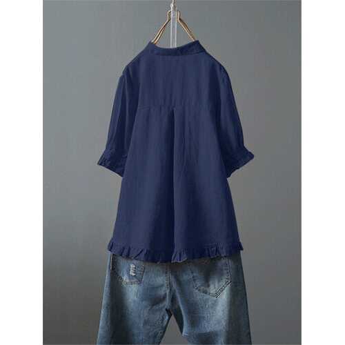 Casual Solid Color Lapel Shirt