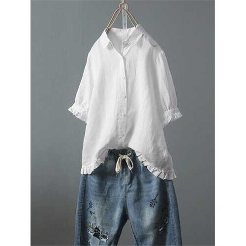 Casual Solid Color Lapel Shirt
