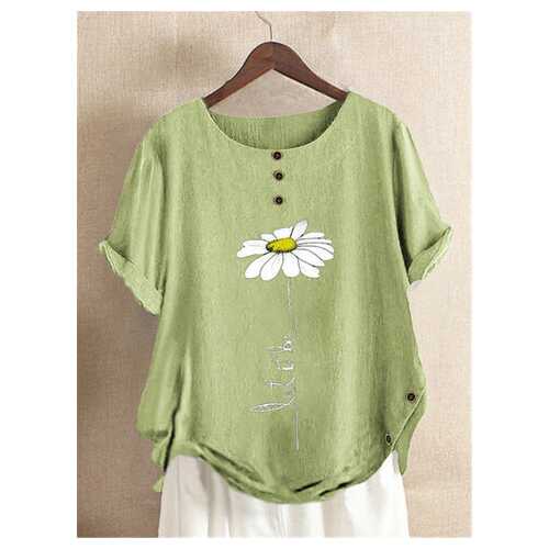 Floral Printed Button T-shirt