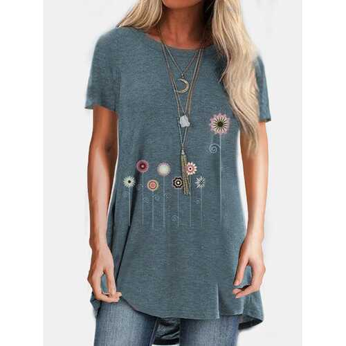 Cartoon Flower Print T-shirt
