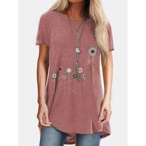 Cartoon Flower Print T-shirt