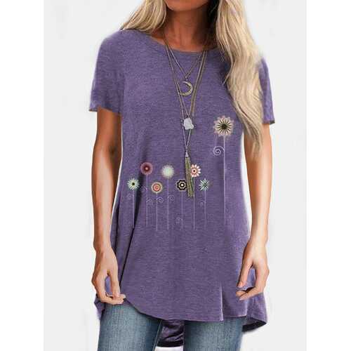 Cartoon Flower Print T-shirt