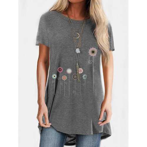 Cartoon Flower Print T-shirt