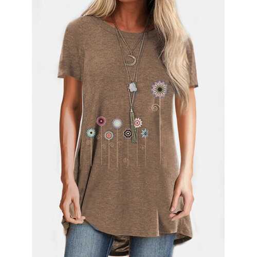 Cartoon Flower Print T-shirt