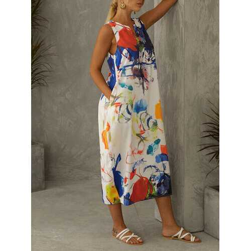 Graffiti Digital Print Sleeveless Dress