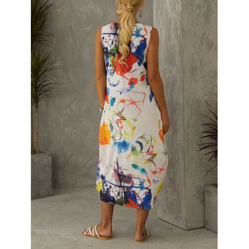 Graffiti Digital Print Sleeveless Dress