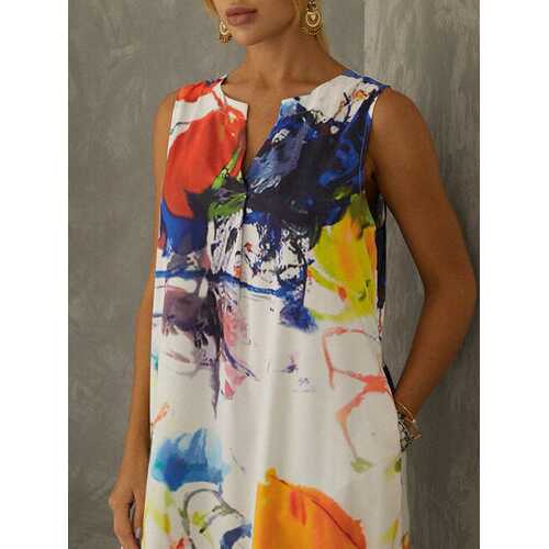 Graffiti Digital Print Sleeveless Dress