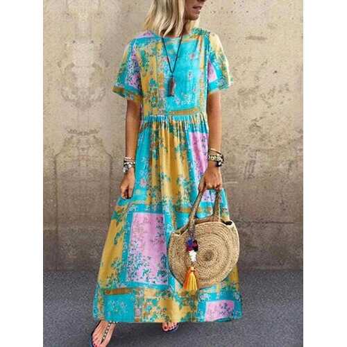 Floral Contrast Color Dress