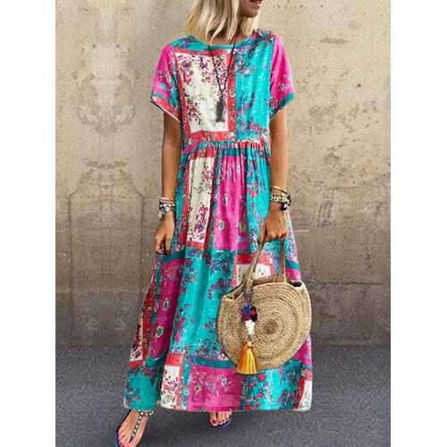 Floral Contrast Color Dress