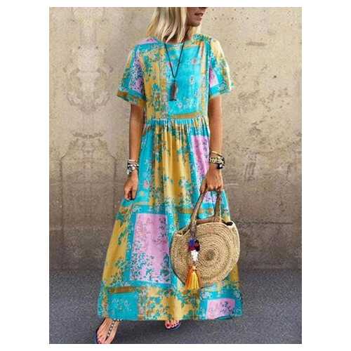 Floral Contrast Color Dress