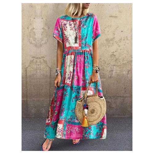 Floral Contrast Color Dress