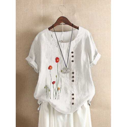 Flower Embroidered T-shirt