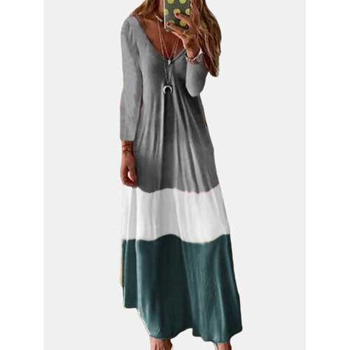 Patchwork Tricolor Maxi Dress