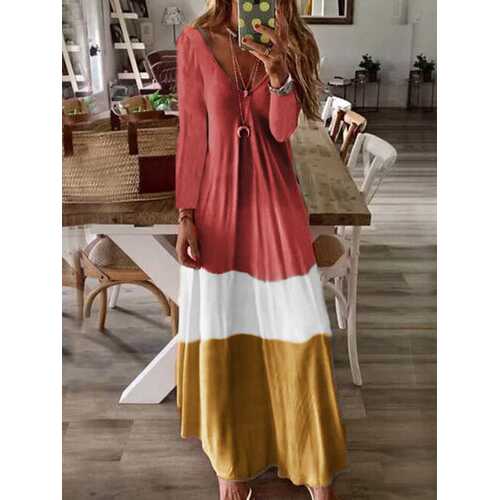 Patchwork Tricolor Maxi Dress