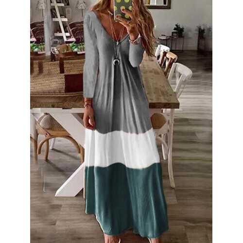 Patchwork Tricolor Maxi Dress