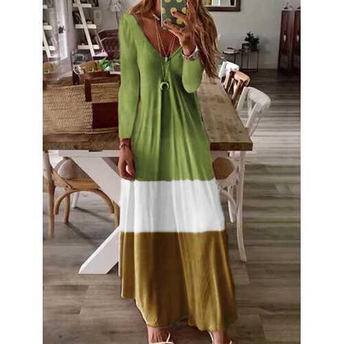 Patchwork Tricolor Maxi Dress