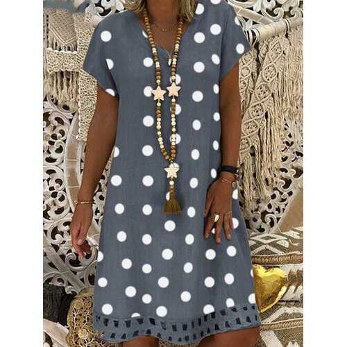 Bohemian Polka Dot Printed Midi Dress
