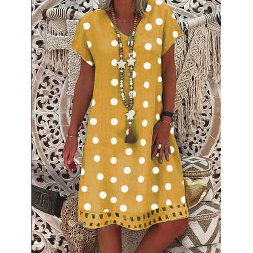 Bohemian Polka Dot Printed Midi Dress