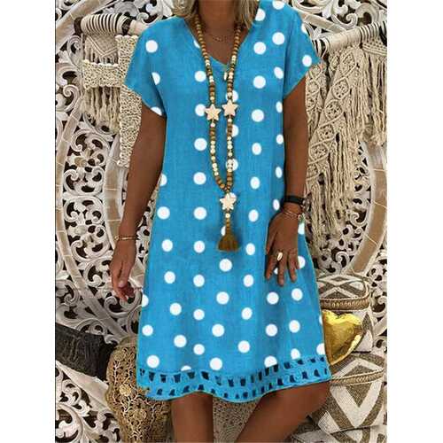 Bohemian Polka Dot Printed Midi Dress