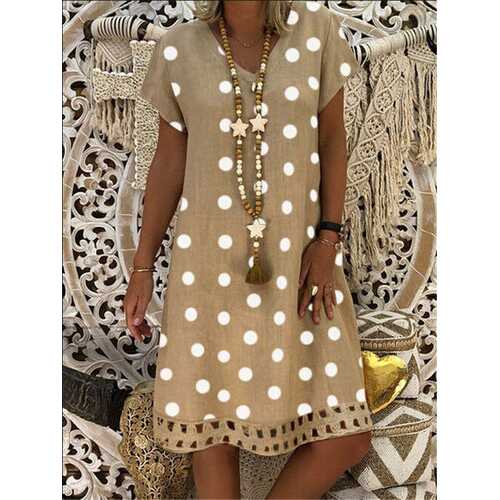 Bohemian Polka Dot Printed Midi Dress