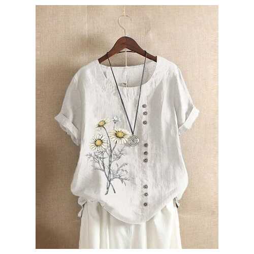 Flower Print Casual T-shirt